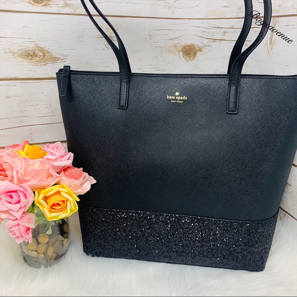 #bagsavenue  Glitter Bag Kate spade Penny Greta Tote Black Large